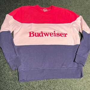 Budweiser Colorblock Crewneck Sweatshirt - Red, white & Navy